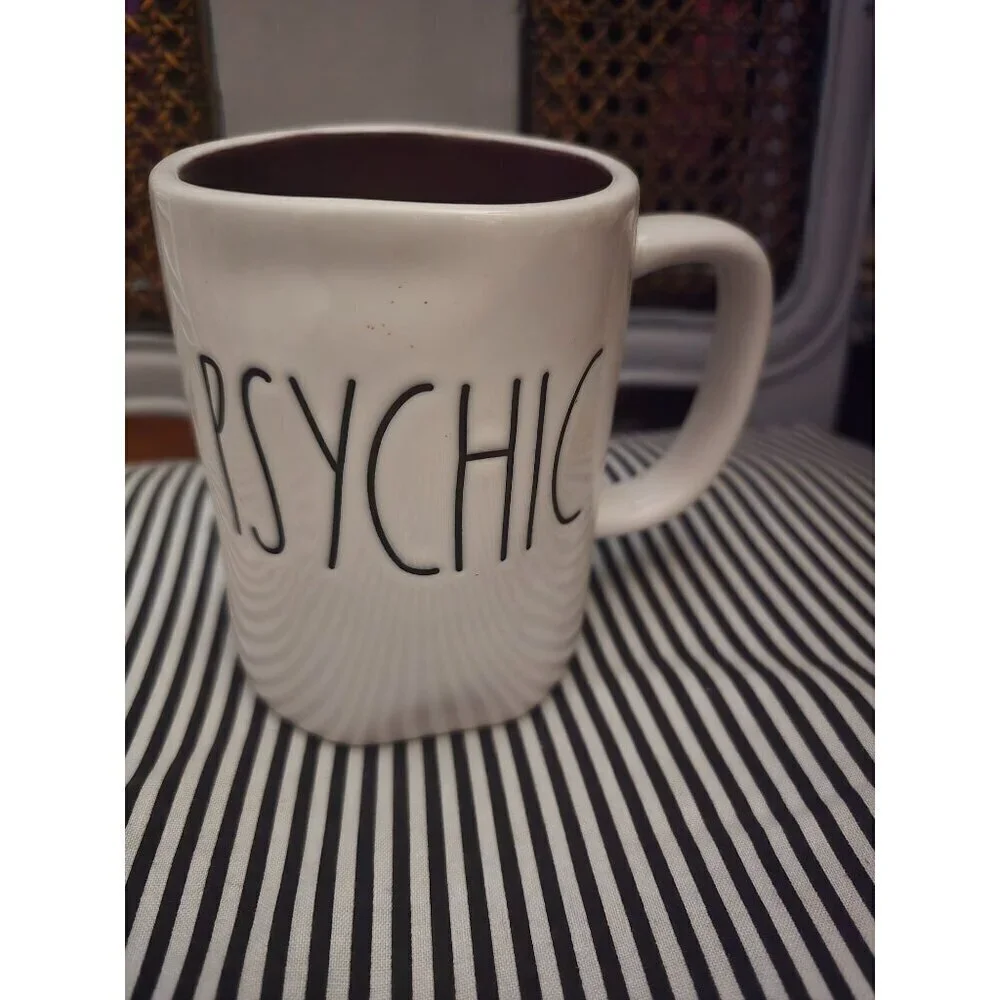 Rae Dunn Halloween Psychic Coffee Mug Purple Interior White